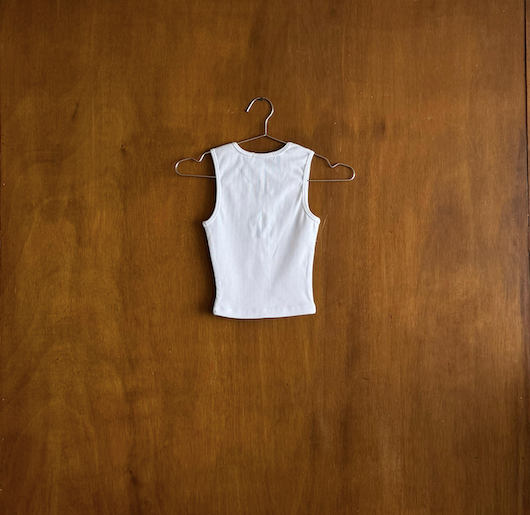 Pleated Star Tank Top in White