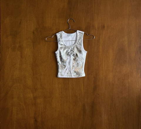 Pleated Star Tank Top in White